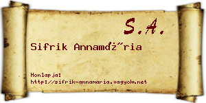 Sifrik Annamária névjegykártya